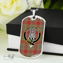 ScottishPlaid Strang Weathered Clan Tartan Dog Tag Necklace - Crest Classic Scottish Plaid Tartan Plaid