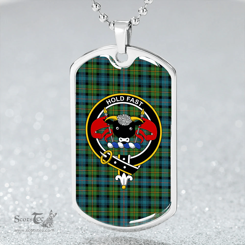 ScottishPlaid MacLeod of Skye Ancient Clan Tartan Dog Tag Necklace - Crest Classic Scottish Plaid Tartan Plaid