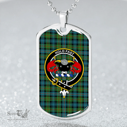 ScottishPlaid MacLeod of Skye Ancient Clan Tartan Dog Tag Necklace - Crest Classic Scottish Plaid Tartan Plaid