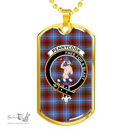Scottish Pennycook Clan Tartan Dog Tag Necklace - Crest Classic Scottish Plaid Tartan Plaid