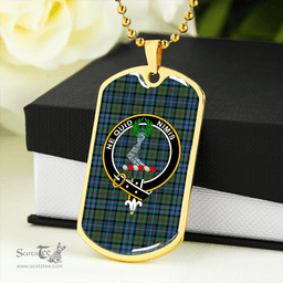 ScottishPlaid MacKinlay #2 Ancient Clan Tartan Dog Tag Necklace - Crest Classic Scottish Plaid Tartan Plaid