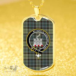ScottishPlaid MacIsaac Weathered Clan Tartan Dog Tag Necklace - Crest Classic Scottish Plaid Tartan Plaid