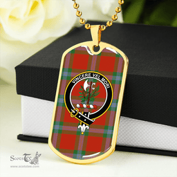 ScottishPlaid MacLaine of LochBuie (Cockburn) (MacLaine) Ancient Clan Tartan Dog Tag Necklace - Crest Classic Scottish Plaid Tartan Plaid