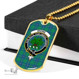 Scottish Irvine Clan Tartan Dog Tag Necklace - Crest Classic Scottish Plaid Tartan Plaid