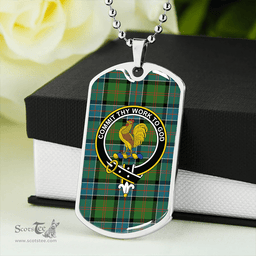 ScottishPlaid Sinclair Hunting Ancient Clan Tartan Dog Tag Necklace - Crest Classic Scottish Plaid Tartan Plaid