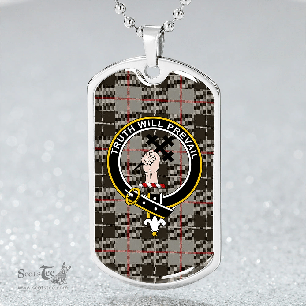 ScottishPlaid Thomson Grey #2 (Thompson Grey #2) Weathered Clan Tartan Dog Tag Necklace - Crest Classic Scottish Plaid Tartan Plaid