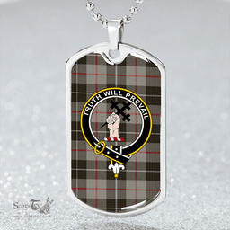 ScottishPlaid Thomson Grey #2 (Thompson Grey #2) Weathered Clan Tartan Dog Tag Necklace - Crest Classic Scottish Plaid Tartan Plaid