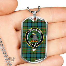ScottishPlaid MacLaren Ancient Clan Tartan Dog Tag Necklace - Crest Classic Scottish Plaid Tartan Plaid