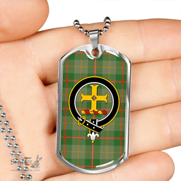 ScottishPlaid Symington Ancient Clan Tartan Dog Tag Necklace - Crest Classic Scottish Plaid Tartan Plaid