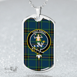 ScottishPlaid Murray of Elibank Modern Clan Tartan Dog Tag Necklace - Crest Classic Scottish Plaid Tartan Plaid