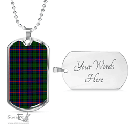 Scottish Morrison Modern Clan Tartan Dog Tag Necklace - Classic Scottish Plaid Tartan Plaid