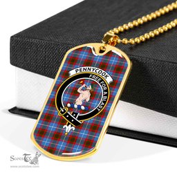 Scottish Pennycook Clan Tartan Dog Tag Necklace - Crest Classic Scottish Plaid Tartan Plaid