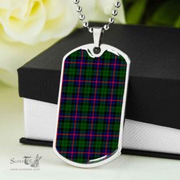 Scottish Morrison Modern Clan Tartan Dog Tag Necklace - Classic Scottish Plaid Tartan Plaid
