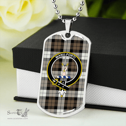 ScottishPlaid MacKay Dress Weathered Clan Tartan Dog Tag Necklace - Crest Classic Scottish Plaid Tartan Plaid