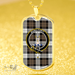 ScottishPlaid MacKay Dress Weathered Clan Tartan Dog Tag Necklace - Crest Classic Scottish Plaid Tartan Plaid