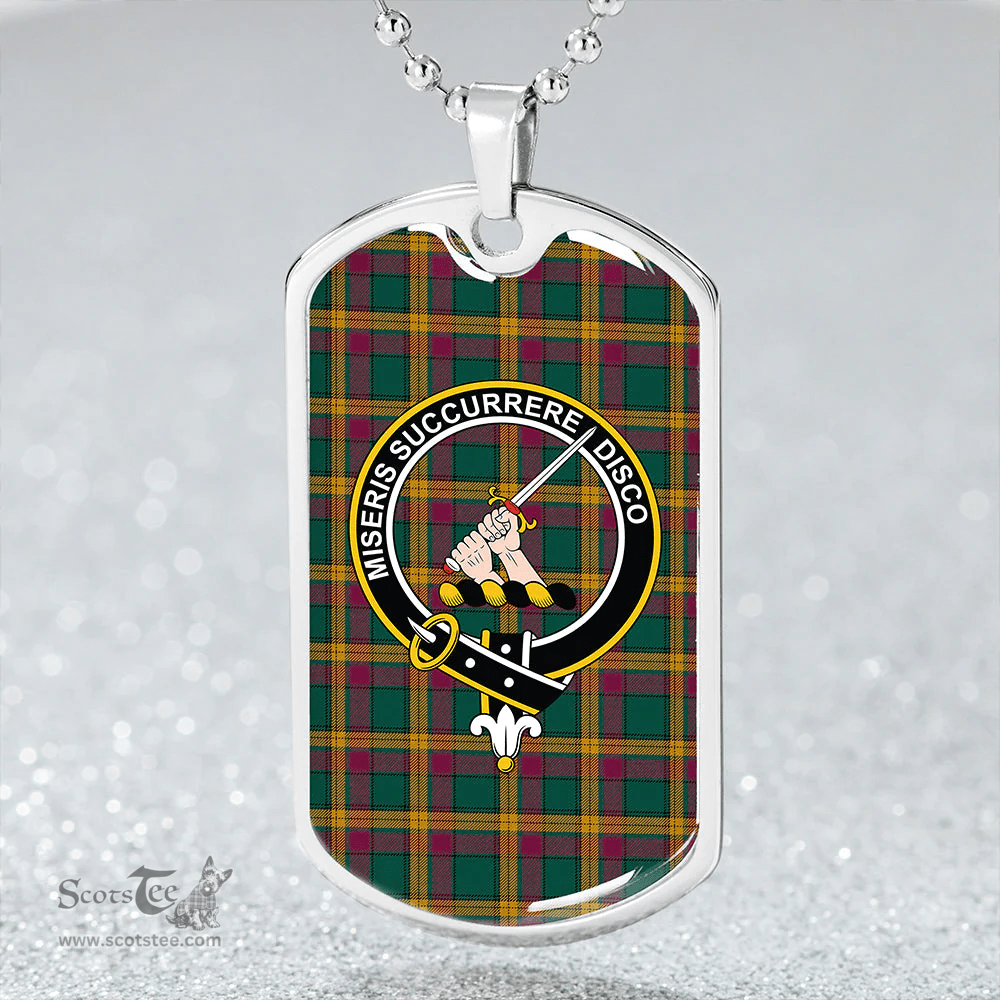 ScottishPlaid MacMillan Ancient (Clans Originaux) Modern Clan Tartan Dog Tag Necklace - Crest Classic Scottish Plaid Tartan Plaid