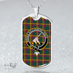 ScottishPlaid MacMillan Ancient (Clans Originaux) Modern Clan Tartan Dog Tag Necklace - Crest Classic Scottish Plaid Tartan Plaid