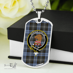 ScottishPlaid Melville Weathered Clan Tartan Dog Tag Necklace - Crest Classic Scottish Plaid Tartan Plaid