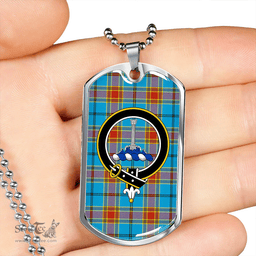 ScottishPlaid Traill (Trayle) Weathered Clan Tartan Dog Tag Necklace - Crest Classic Scottish Plaid Tartan Plaid