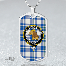 ScottishPlaid MacGregor Dress Royal (Gregor Dress Royal) Clan Tartan Dog Tag Necklace - Crest Classic Scottish Plaid Tartan Plaid