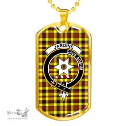 Scottish Jardine Clan Tartan Dog Tag Necklace - Crest Classic Scottish Plaid Tartan Plaid
