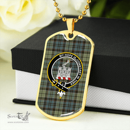 ScottishPlaid MacIsaac Weathered Clan Tartan Dog Tag Necklace - Crest Classic Scottish Plaid Tartan Plaid