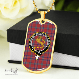 ScottishPlaid MacNiven Weathered Clan Tartan Dog Tag Necklace - Crest Classic Scottish Plaid Tartan Plaid