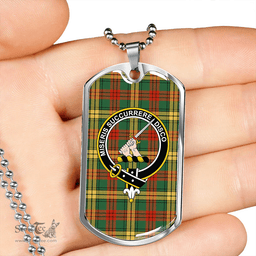 ScottishPlaid MacMillan 1946 Ancient Clan Tartan Dog Tag Necklace - Crest Classic Scottish Plaid Tartan Plaid