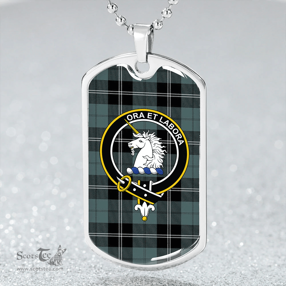 ScottishPlaid Ramsay Blue Weathered Clan Tartan Dog Tag Necklace - Crest Classic Scottish Plaid Tartan Plaid
