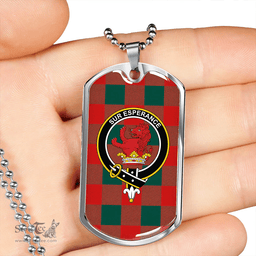 ScottishPlaid Moncrieffe Modern Clan Tartan Dog Tag Necklace - Crest Classic Scottish Plaid Tartan Plaid