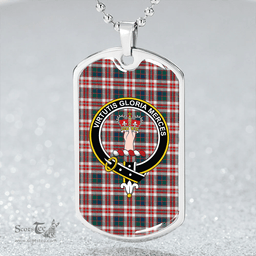 ScottishPlaid Robertson Dress #2 Modern Clan Tartan Dog Tag Necklace - Crest Classic Scottish Plaid Tartan Plaid