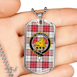 ScottishPlaid MacKellar Dress Red Clan Tartan Dog Tag Necklace - Crest Classic Scottish Plaid Tartan Plaid