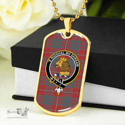 ScottishPlaid MacGregor of Balquhidder (Gregor of Balquhidder) Weathered Clan Tartan Dog Tag Necklace - Crest Classic Scottish Plaid Tartan Plaid
