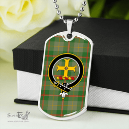 ScottishPlaid Symington Ancient Clan Tartan Dog Tag Necklace - Crest Classic Scottish Plaid Tartan Plaid