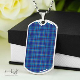 Scottish Mercer Modern Clan Tartan Dog Tag Necklace - Classic Scottish Plaid Tartan Plaid