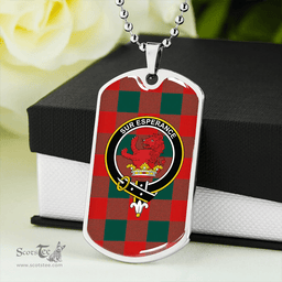 ScottishPlaid Moncrieffe Modern Clan Tartan Dog Tag Necklace - Crest Classic Scottish Plaid Tartan Plaid