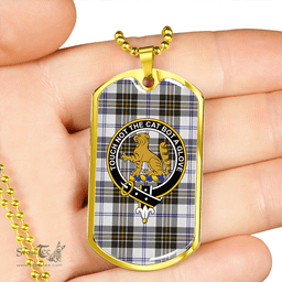 ScottishPlaid MacPherson Dress Weathered Clan Tartan Dog Tag Necklace - Crest Classic Scottish Plaid Tartan Plaid