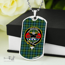 ScottishPlaid MacLeod of Skye Ancient Clan Tartan Dog Tag Necklace - Crest Classic Scottish Plaid Tartan Plaid