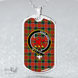 ScottishPlaid MacDuff Ancient Clan Tartan Dog Tag Necklace - Crest Classic Scottish Plaid Tartan Plaid