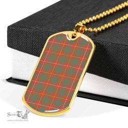 Scottish Bruce Ancient Clan Tartan Dog Tag Necklace - Classic Scottish Plaid Tartan Plaid