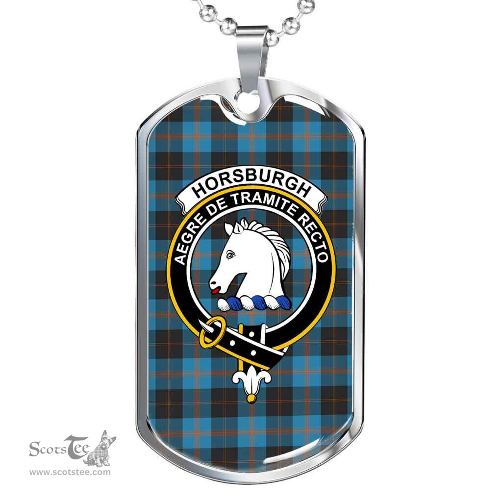 Scottish Horsburgh Clan Tartan Dog Tag Necklace - Crest Classic Scottish Plaid Tartan Plaid