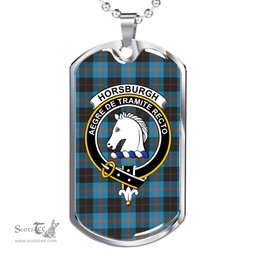 Scottish Horsburgh Clan Tartan Dog Tag Necklace - Crest Classic Scottish Plaid Tartan Plaid