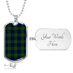 Scottish Dundas Modern Clan Tartan Dog Tag Necklace - Classic Scottish Plaid Tartan Plaid