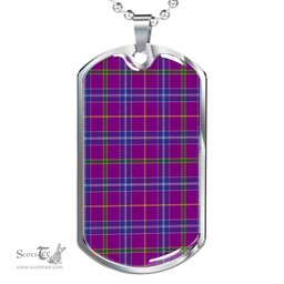 Scottish Jackson Clan Tartan Dog Tag Necklace - Classic Scottish Plaid Tartan Plaid