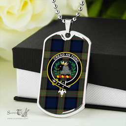 ScottishPlaid MacLaren of Broich Modern Clan Tartan Dog Tag Necklace - Crest Classic Scottish Plaid Tartan Plaid