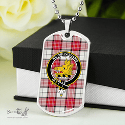 ScottishPlaid MacKellar Dress Red Clan Tartan Dog Tag Necklace - Crest Classic Scottish Plaid Tartan Plaid