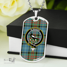 ScottishPlaid Walkinshaw Clan Tartan Dog Tag Necklace - Crest Classic Scottish Plaid Tartan Plaid