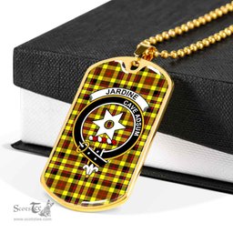 Scottish Jardine Clan Tartan Dog Tag Necklace - Crest Classic Scottish Plaid Tartan Plaid