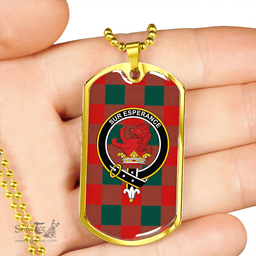 ScottishPlaid Moncrieffe Modern Clan Tartan Dog Tag Necklace - Crest Classic Scottish Plaid Tartan Plaid