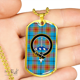 ScottishPlaid Traill (Trayle) Weathered Clan Tartan Dog Tag Necklace - Crest Classic Scottish Plaid Tartan Plaid